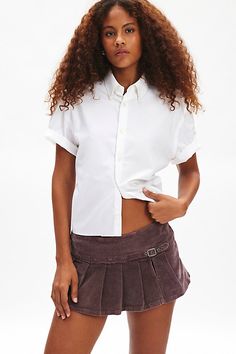 Our best-selling Shaina pleated micro mini skort now in ultra-soft corduroy. Designed with Y2K details like a buckled low rise with a dropped waist that flares out into a pleated, micro mini skirt. Only at Urban Outfitters. Features Ecote Shaina corduroy pleated micro mini skort Low-rise mini skort in soft corduroy Drop waist skirt style Belted with box pleats Micro mini length Built-in shorts lining Zip closure UO exclusive Content + Care 98% Cotton, 2% spandex Machine wash Imported Size + Fit Drop Waist Skirt, Urban Outfitters Skirt, Micro Mini Skirt, Micro Mini, Women Men Shoes, Christmas 2024, Drop Waist, Skirt Fashion, Mini Skirt