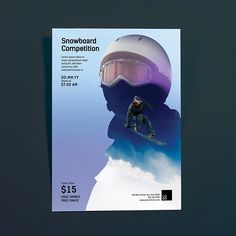 a snowboard competition poster on a wall