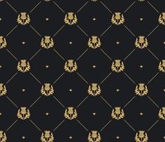 a black and gold wallpaper with an ornate design