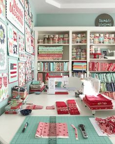 the sewing room is full of quilting supplies