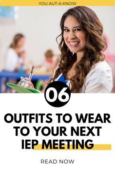 a woman is smiling and holding a clipboard with the words 60 outfits to wear to your next ep meeting