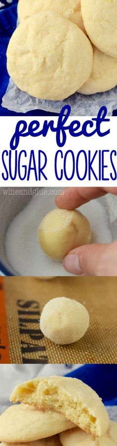 three pictures showing how to make perfect sugar cookies