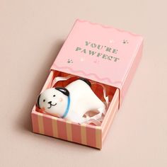 a small white cat in a pink box with the words you're paffest written on it