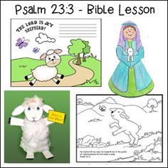 the bible lesson for children with pictures of animals and sheep, including an image of jesus