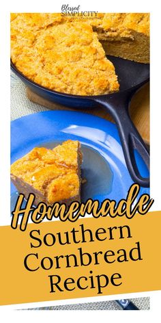 homemade southern cornbread recipe with text overlay