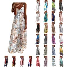 PRICES MAY VARY. 👗【Quality Fabric】Made of high quality fabric,womens summer dresses are soft and breathable,no wrinkles and comfortable. Every summer dresses for women has its own design and pattern, showing more fashionable and making you unique. Show your beauty in dressing fashion dress.Pair with your favorite high heels or sandals, enjoy your cool summer days! 👗【Style】Summer beach vacation dress, casual sleevelss, regular fit v-neck, boho floral print, spaghetti strap, maxi dresses with si Outfit For Dominican Republic, Island Attire Women, Petite Vacation Outfits, Bohemian Beach Outfit, Family Beach Outfits, Womens Summer Wardrobe, Dress For Vacation, Casual Maxi Dresses, Vacation 2024