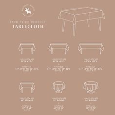 the tablecloth is shown with instructions for how to fold it