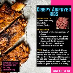 the recipe for crispy air fryer ribs is shown