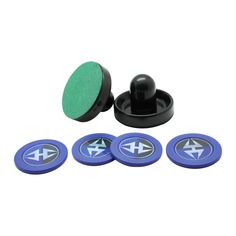 Air Hockey 3.75-in Strikers and 2.87-in Pucks - Black and Bl Billiard Accessories, Mini Basketballs, Hockey Puck