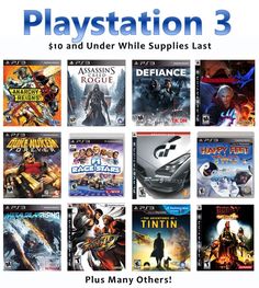 an advertisement for playstation games with the title's price tag below it and other titles