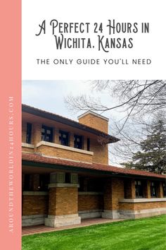 the front cover of a book with an image of a brick building and green grass