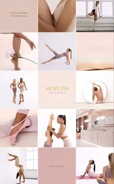 several images of women in different poses and sizes, with the words move on them