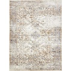 a large rug with an intricate design on the front and back side, in grey tones