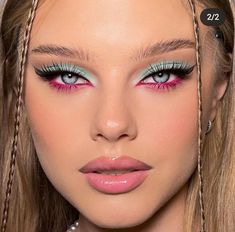 Simple Gender Reveal Makeup Ideas, Mackup Look, Mackup Ideas, Pink Eye Makeup, Make Up Inspiration, Rave Makeup