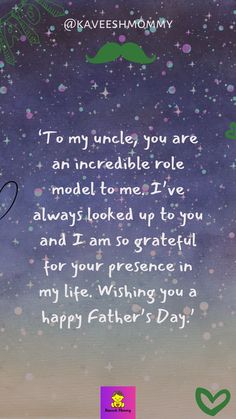 an image of a father's day card with the words to my uncle you are an incredible role model