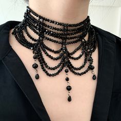 Faster shipping. Better service Gothic Items, Kalung Choker, Gothic Jewelry Diy, Black Beaded Necklace, Awesome Outfits, Birthday Gifts For Teens, Black Bead Necklace, Medieval Knight, Rhinestone Choker