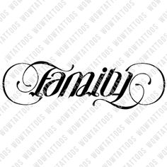 the word family written in black ink