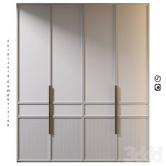 an image of a white closet with gold handles on it's doors and the measurements for each door