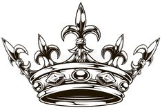 a black and white drawing of a crown with fleur de lis on it