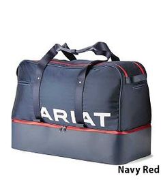 a large gray bag with the word ariat on it's front and side zippers