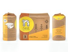 the packaging design for nest coffee has been designed to look like it is wrapped in brown paper