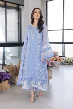 Azure Dress, Chiffon Sleeves, Pakistani Fancy Dresses, Desi Clothes, Embroidered Chiffon, Embroidered Sleeves, Pure Chiffon, Embroidered Organza, Simple Pakistani Dresses