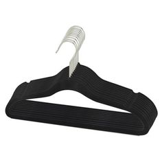 a black hanger with white pins on it