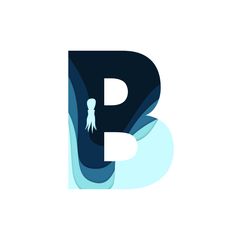 the letter b is made up of blue and white shapes