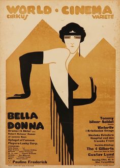 an old movie poster for the world cinema festival, belja donna with a woman in black and white