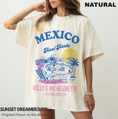 Celebrate your bachelorette party in true Mexican style with our vibrant Mexico Bachelorette Shirts, perfect for a fiesta-themed celebration or a fun getaway to Tulum. These festive shirts are ideal for a tequila-infused girls' trip, featuring colorful designs that embody the spirit and excitement of a Mexican fiesta. Customize them to add a personal touch for your bridal squad, ensuring each moment of your celebration is as unique and memorable as your journey together. Embrace comfort, style, Unique Bach Party Shirts, Tequila Squad Shirts, Mexico Squad Shirts, Tropical Bachelorette Party Shirts, Mexico Bach Shirts, Bachelorette Mexico, Tequila Bachelorette, Bachelor Party Themes, Mexico Bachelorette Party