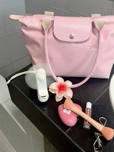 follow me for more @nevelizaa ! Classy School Bag, Pink Longchamp Bag, Long Champ Bag, School Wishlist, Accessories Board, 6th Form, Dream Bag, Pink Lifestyle