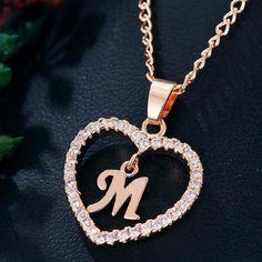 Dpz Islamic, Custom Pendant Necklace, Letter Names, Futurisme Retro, The Letter M, Heart Letter, Love Pendant