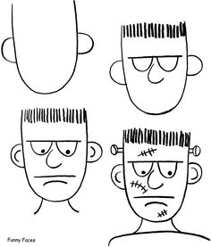 three faces with different hair styles and facial expressions, one is drawn to look like the other