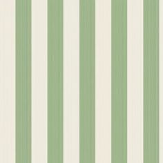 a green and white striped wallpaper with vertical stripes on the bottom half of it