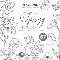 an image of spring flowers coloring pages