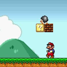 an old school video game with mario running