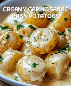 Creamy Garlic Sauce Baby Potatoes Parmesan Potato Recipe, Baby Potato Recipes, Garlic Parmesan Potatoes, Cajun Shrimp Pasta, Creamy Garlic Sauce, Parmesan Potatoes, Garlic Potatoes, Potato Recipes Side Dishes, Cubed Potatoes