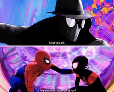 spider - man and the amazing spider - man from disney's animated movie, into the spider - man