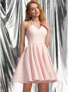 JJ's House Stretch Crepe V-Neck Fall Summer Spring A-line Crossed Straps Back Zip Sweet & Flow Simple Skater Dresses Blushing Pink Height:5.8ft（176cm） Bust:32in（82cm）Waist:24in（61cm）Hips:35in（89cm） No Short Pink Sleeveless Homecoming Dress. #JJ's House #StretchCrepe #VNeck #Fall #Summer #Spring #Aline #CrossedStraps #BackZip #Sweet&Flow #Simple #SkaterDresses #BlushingPink #No #Short #Pink #Sleeveless #HomecomingDress Homecoming Dress Short, Mini Prom Dresses, Mini Homecoming Dresses, V Neck Prom Dresses, Two Piece Homecoming Dress, Prom Dresses Online, A Line Prom Dresses, Chiffon Prom Dress, Stretch Crepe