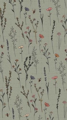 an image of a flower pattern on a wallpaper background that looks like it has many different types of flowers