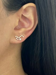 14K gold with 0.17-carat diamond star constellation stud earrings. Model Number: SDL55005432V2WY Diamond Star Earrings, Earrings Model, Star Constellation, Star Constellations, Studded Necklace, Diamond Star, Diamond Stud Earrings, Deco Jewelry, Diamond Stud