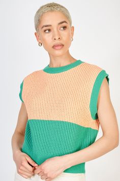 - Fit: True to size- Measurements: 1. Chest: 50cm, 2. Length: 55cm- Materials: 100% acrylic- Thickness: Moderate- Sheerness: None- Stretch: Low- Lining: None- Care: Gentle wash cold and dry in shade Knit Sweater Vest, London Free, Waffle Knit Sweater, Orange And Green, Buy Now Pay Later, British Indian, Waffle Knit, Sweater Vest, Clothing Store