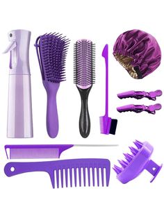 Purple  Collar    Hair Washing Tools Embellished   Beauty Tools Tools For Natural Hair, Black Natural Hair, Hair Dryer Styler, Hair Tool Set, Hair Tool Organizer, Hair Crimper, Wand Hairstyles, Hair Style Vedio, Hair Care Tools