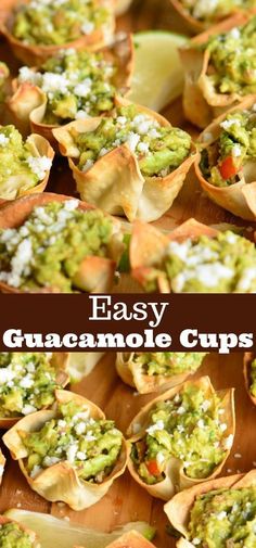 easy guacamole cups are an appetizer that can be made in less than 10 minutes