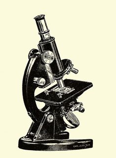 an old black and white drawing of a microscope