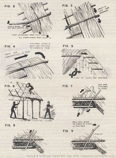 an old book with instructions on how to use a pole for roofing and other things