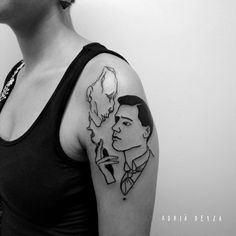 A portrait of Oscar Wilde's Dorian Gray done by Adrià Deyza at 19:28 Tattoo Parlour (Barcelona). Dorian Gray Tattoo, Duality Tattoo, 28 Tattoo, Ak47 Tattoo, Contemporary Tattoo, Dorian Grey, Ace Tattoo, Dove Tattoo Design