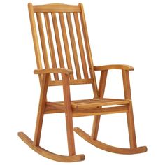 a wooden rocking chair on a white background