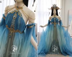 Ocean Goddess, Ocean Dress, Gaun Abad Pertengahan, Goddess Outfit, Goddess Gown, Fantasy Dresses, Goddess Dress, Sea Witch