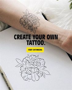 a woman's arm with a tattoo on it and the words, create your own tattoo